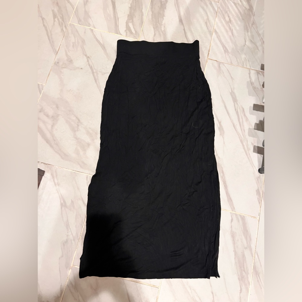 Black maxi skirt with side slits